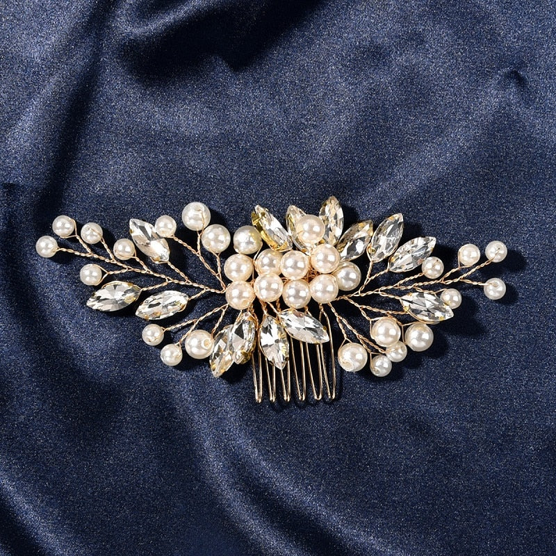 Wedding Hair Accessories Flower Hair Clips Crystal Bride Hair Pin Pearl Hair Combs Girls Jewellery