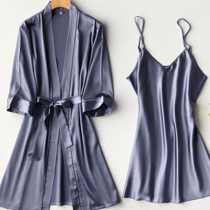 Satin 2pcs Set Bride Bridesmaid Wedding Robe Women Soft Sleepwear