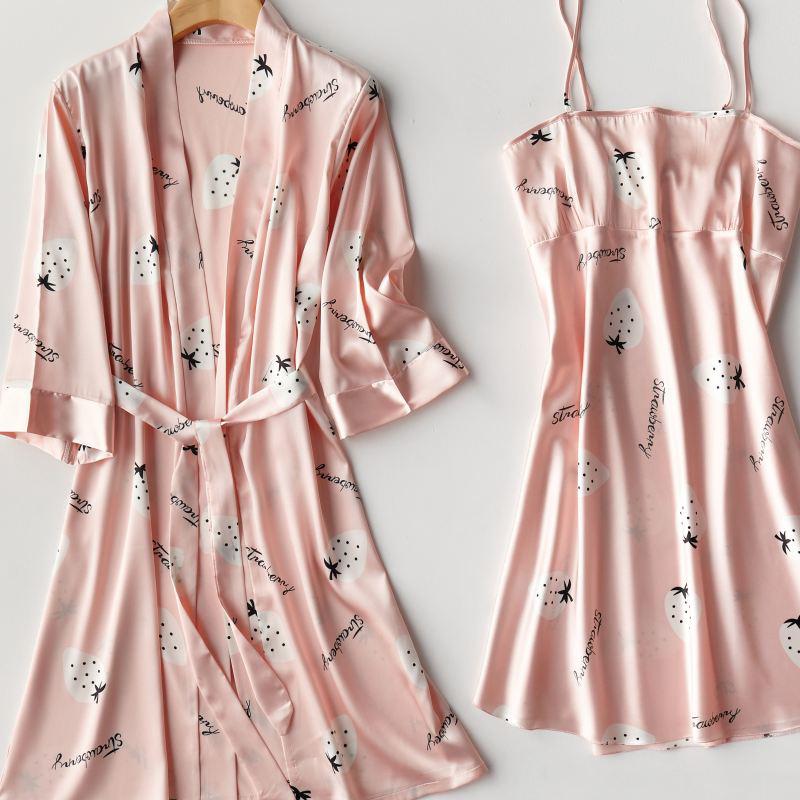 Satin 2pcs Set Bride Bridesmaid Wedding Robe Women Soft Sleepwear