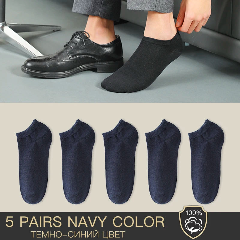 5 Pairs of Mens Ankle Socks Navy