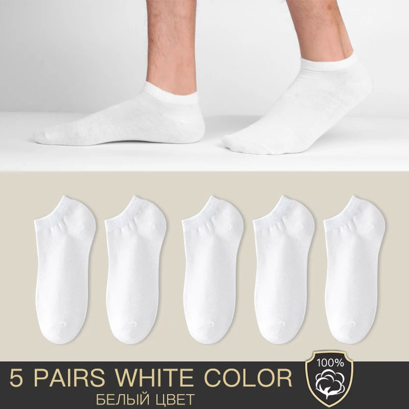 5 Pairs of Mens Ankle Socks White