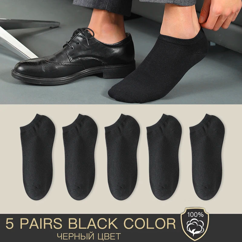 5 Pairs of Mens Ankle Socks Black