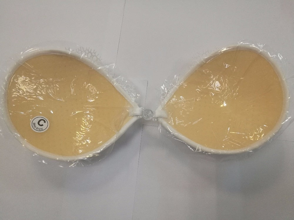 White Lace Stick On Bra Inside