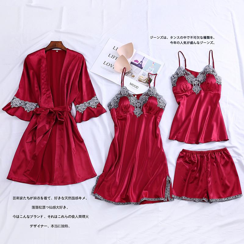 Red Sexy Lace Nightie Camisole Robe Set Sydney