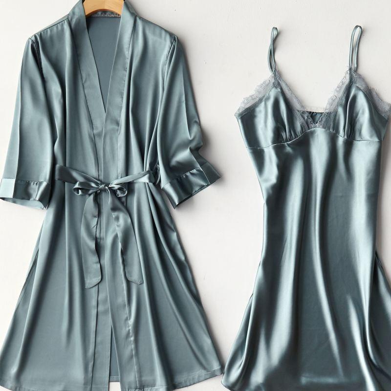 Satin 2pcs Set Bride Bridesmaid Wedding Robe Women Soft Sleepwear