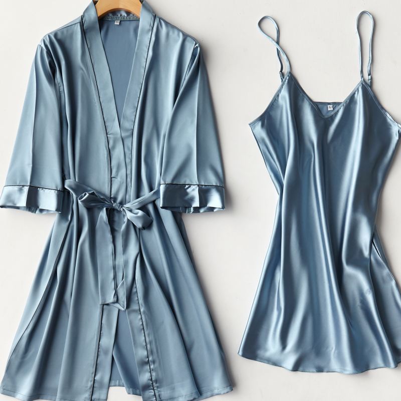 Satin 2pcs Set Bride Bridesmaid Wedding Robe Women Soft Sleepwear