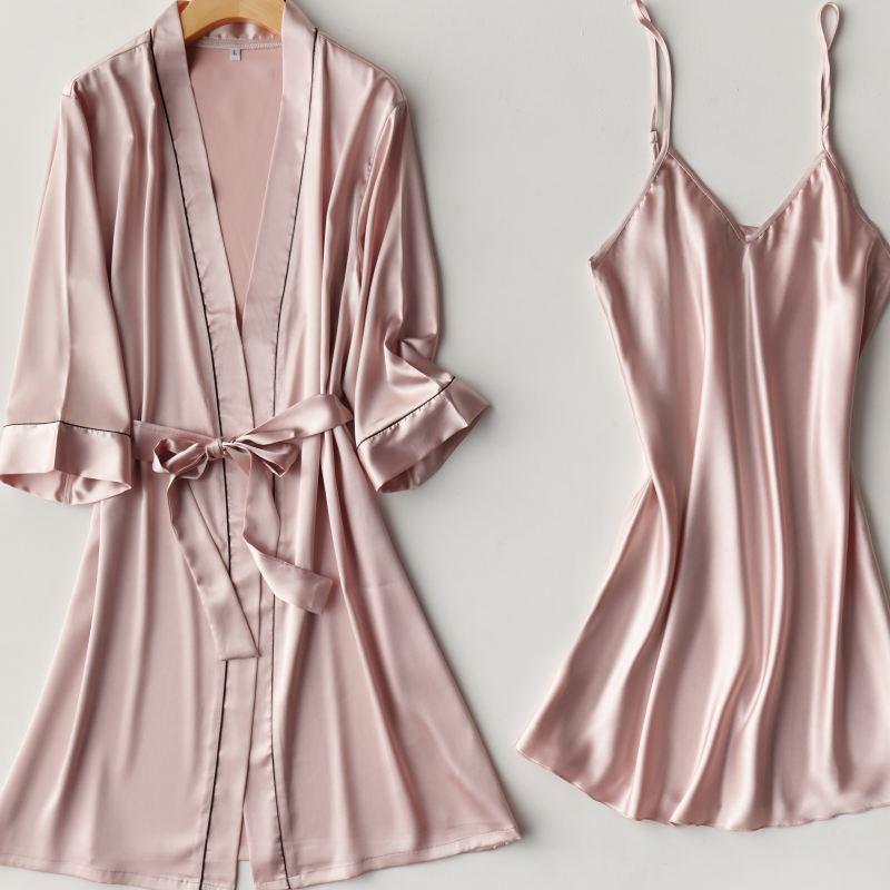Satin 2pcs Set Bride Bridesmaid Wedding Robe Women Soft Sleepwear
