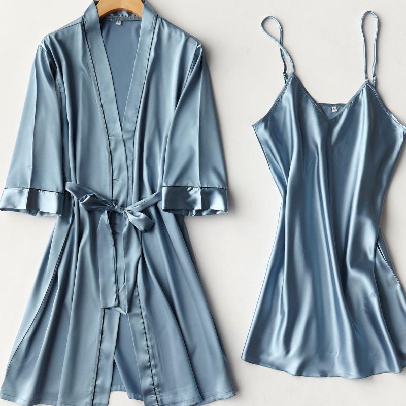 Satin 2pcs Set Bride Bridesmaid Wedding Robe Women Soft Sleepwear