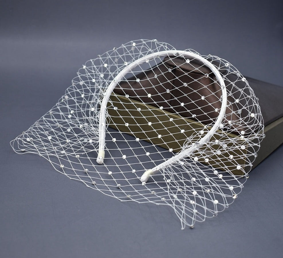 Birdcage Veil Blusher Veil White Headband Veil for Bridal Fascinators Black Face Net Mask Hair Jewellery Accessories Veils