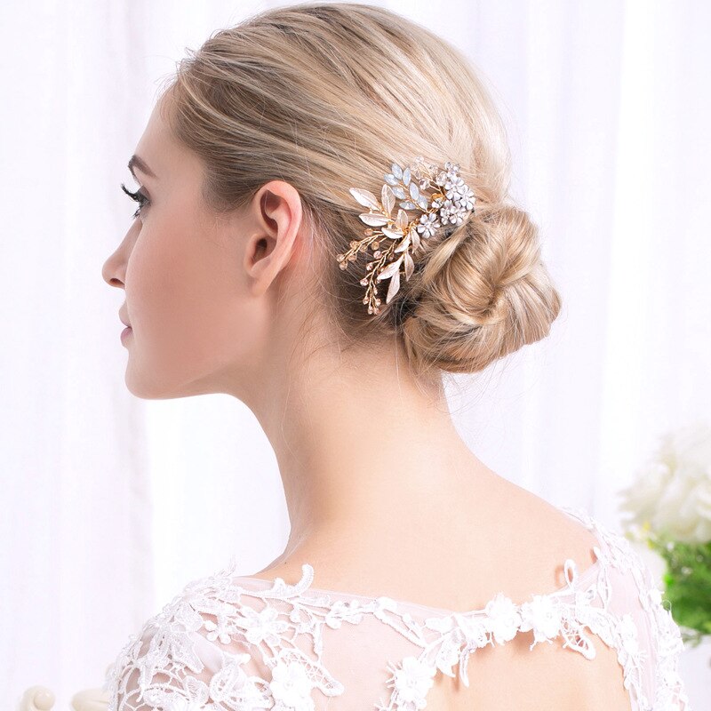 Wedding Hair Accessories Flower Hair Clips Crystal Bride Hair Pin Pearl Hair Combs Girls Jewellery