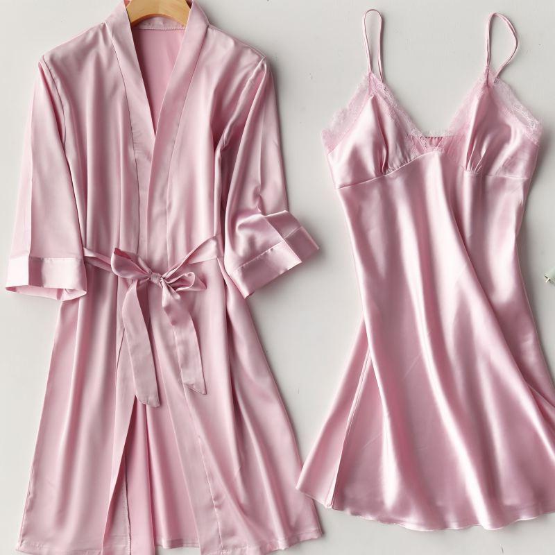 Satin 2pcs Set Bride Bridesmaid Wedding Robe Women Soft Sleepwear