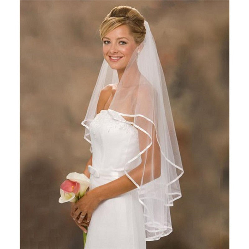 Short Simple Wedding Veil Tulle Two Layer With Comb White Ivory Bridal Veil for Bridal Wedding Accessories