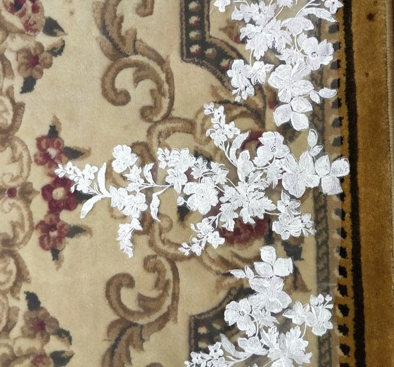 Cethedral Length Wedding Veil Lace Details Close Up
