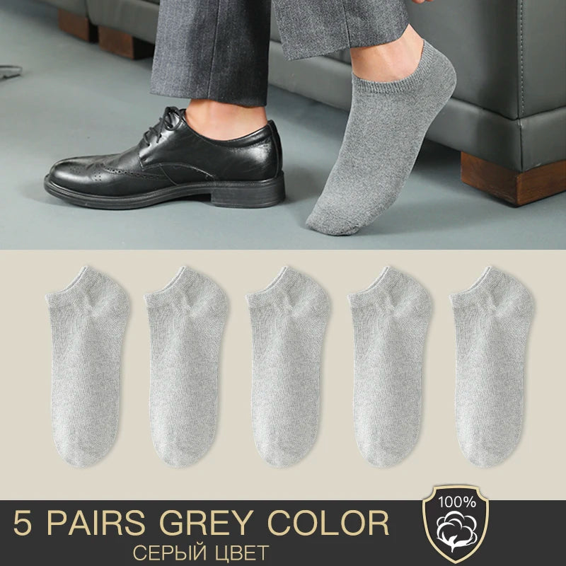 5 Pairs of Mens Ankle Socks Grey