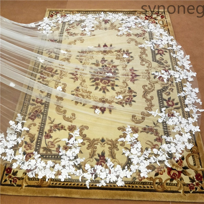 Wedding Veil Cathedral Length Lace Details