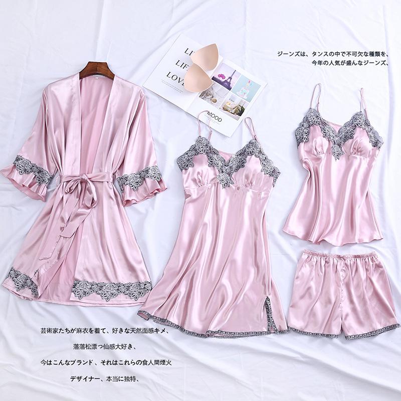 Dusty Pink Sexy Lace Robe Set