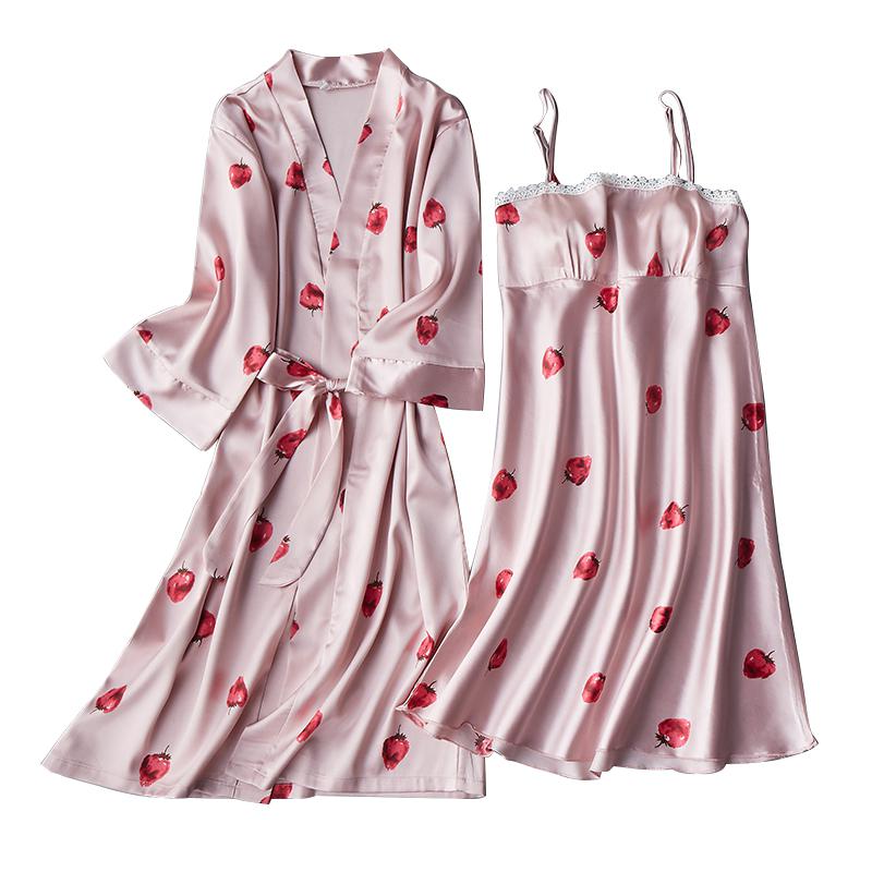 Satin 2pcs Set Bride Bridesmaid Wedding Robe Women Soft Sleepwear