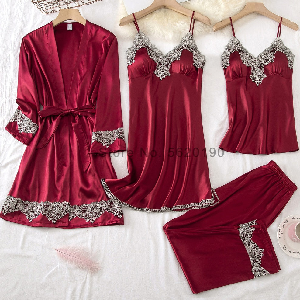 Red Sexy Lace Nightie Camisole Robe Set Sydney