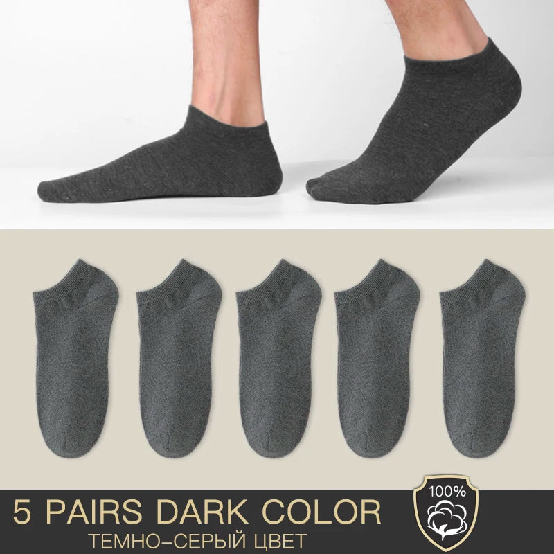 5 Pairs of Mens Ankle Socks Grey