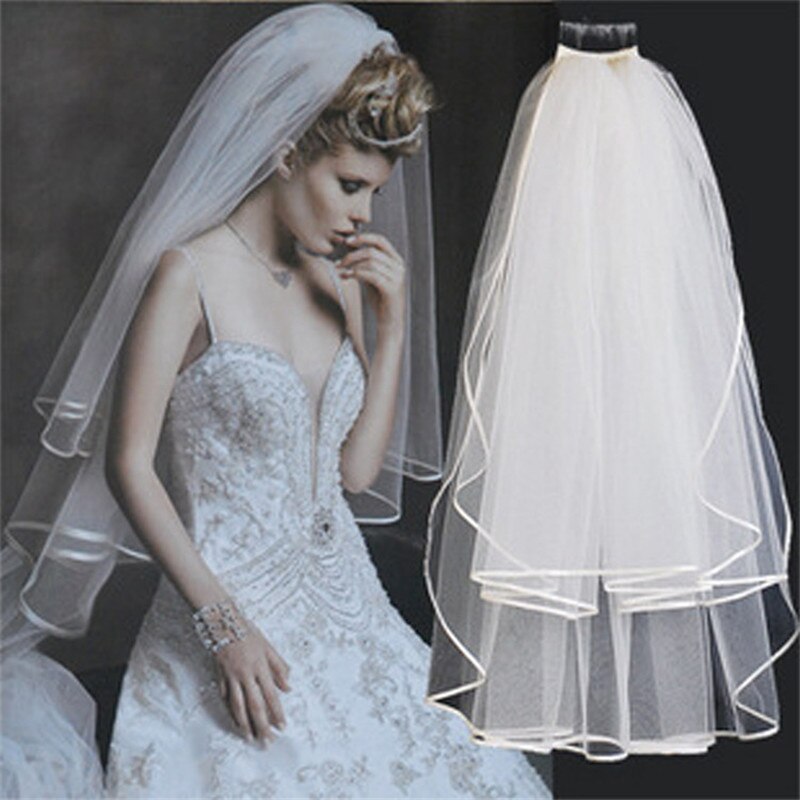 Short Simple Wedding Veil Tulle Two Layer With Comb White Ivory Bridal Veil for Bridal Wedding Accessories