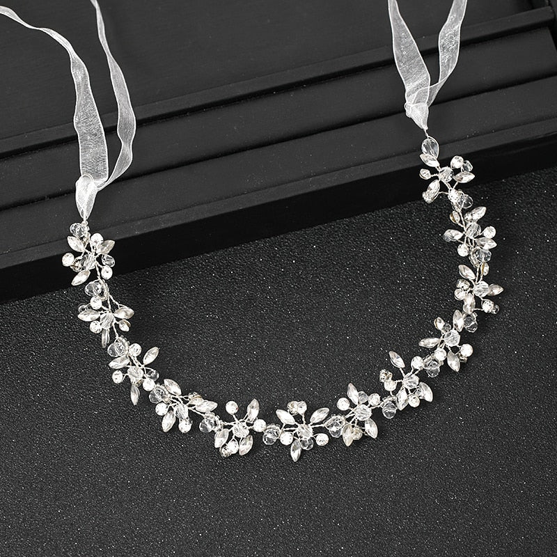 Silver Color Headbands For Women Bride Handmade Crystal Rhinestone Tiaras Hairbands Wedding Hair Accessories Queen Headband Gift