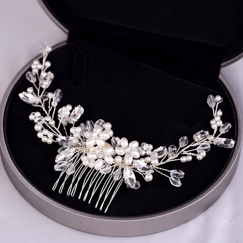 Silver Bead and Pearl Bridal Hair Accessory Sydney
