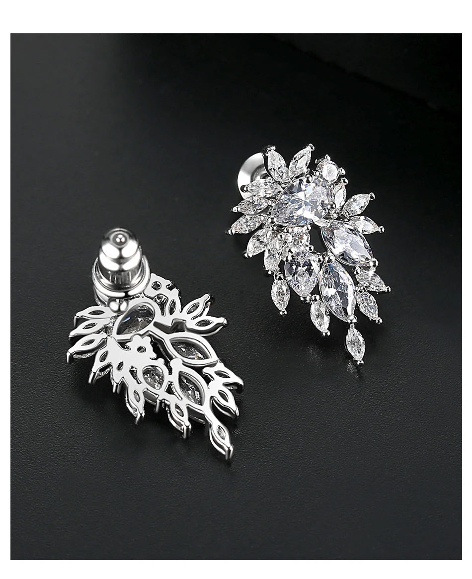 Cubic Zirconia Flower Stud Earrings