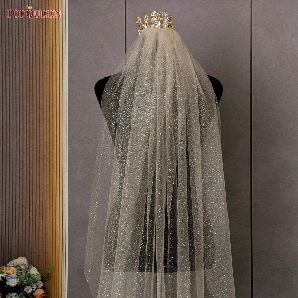 Sparkly Wedding Veil from the back