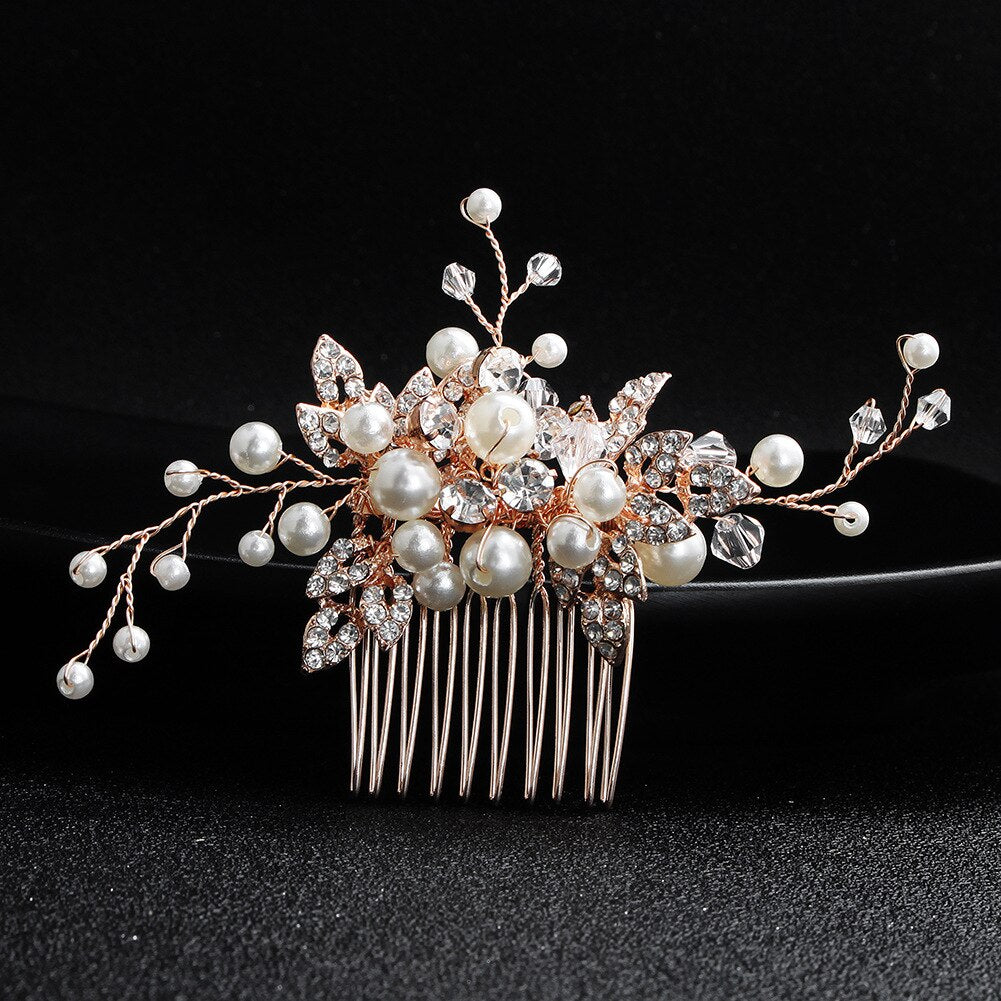 silver leaf wedding hair accessory