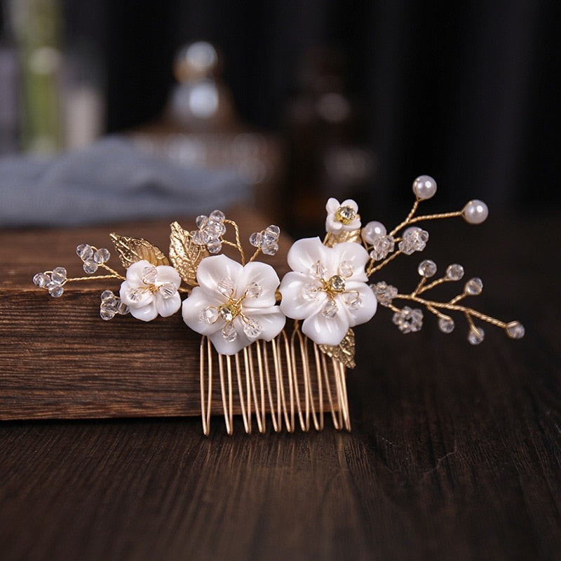 Wedding Hair Accessories Flower Hair Clips Crystal Bride Hair Pin Pearl Hair Combs Girls Jewellery