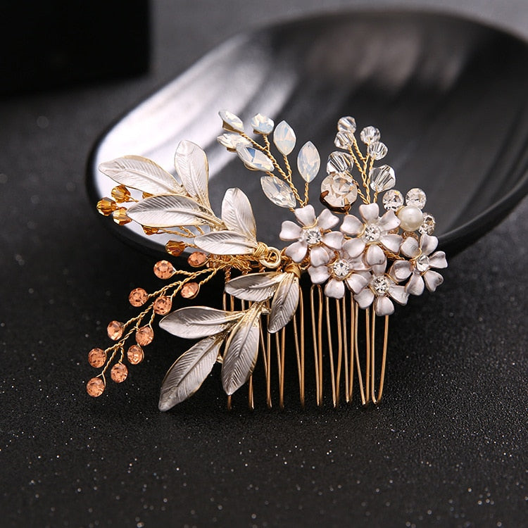 Wedding Hair Accessories Flower Hair Clips Crystal Bride Hair Pin Pearl Hair Combs Girls Jewellery
