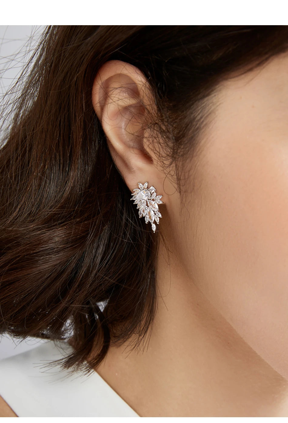 Cubic Zirconia Flower Stud Earrings