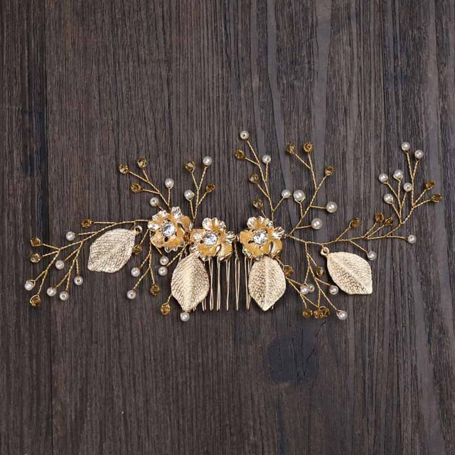 Wedding Hair Accessories Flower Hair Clips Crystal Bride Hair Pin Pearl Hair Combs Girls Jewellery