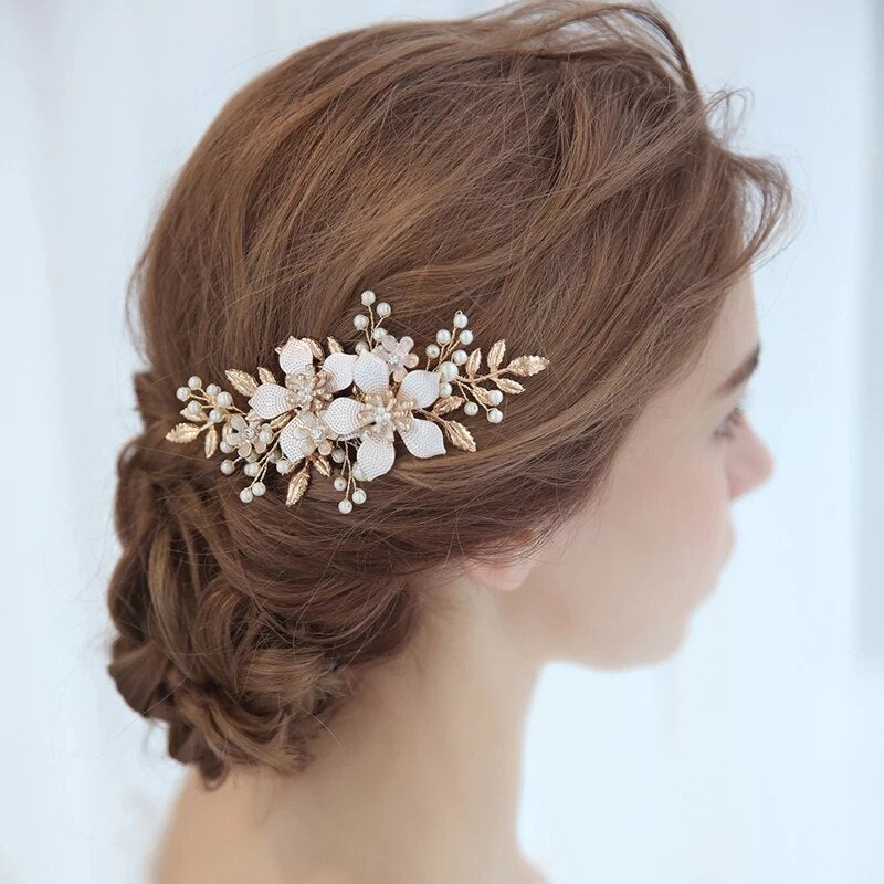Wedding Hair Accessories Flower Hair Clips Crystal Bride Hair Pin Pearl Hair Combs Girls Jewellery