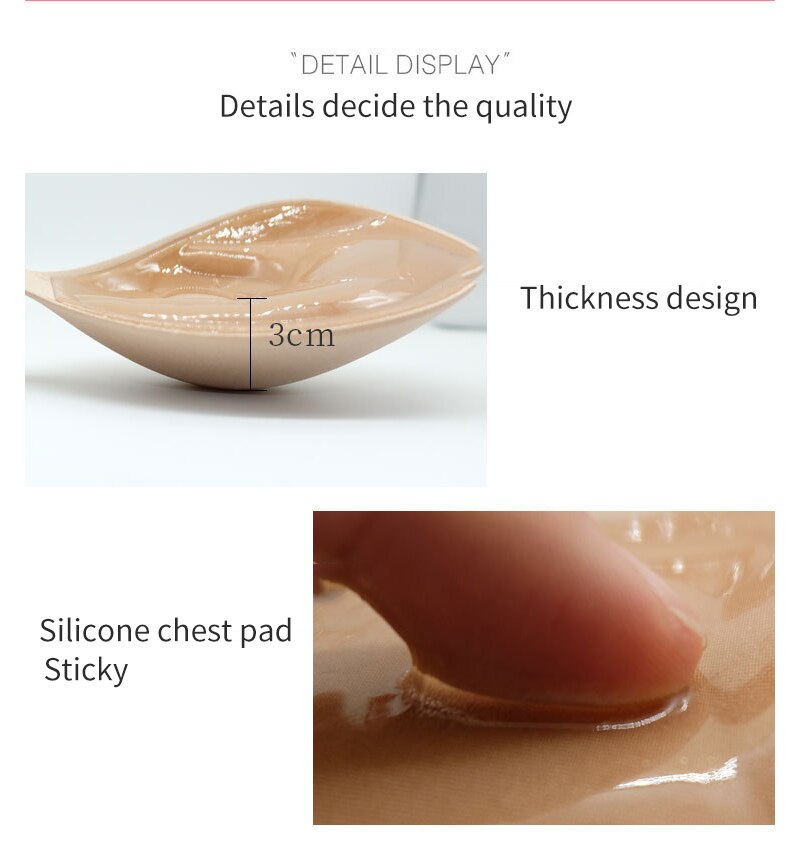 Lace Up Self Adhesive Invisible Strapless Silicone Push Up Bra