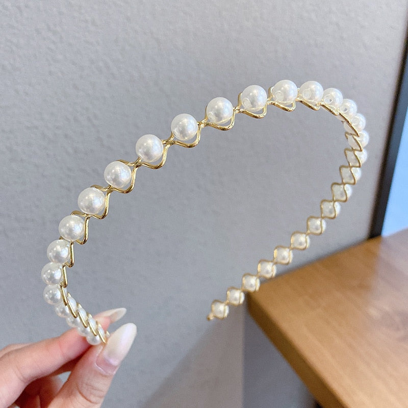Wedding Pearl Headband Elegant Hair Accessory Simple Hair Korean Handmade Wedding Hair Accessories