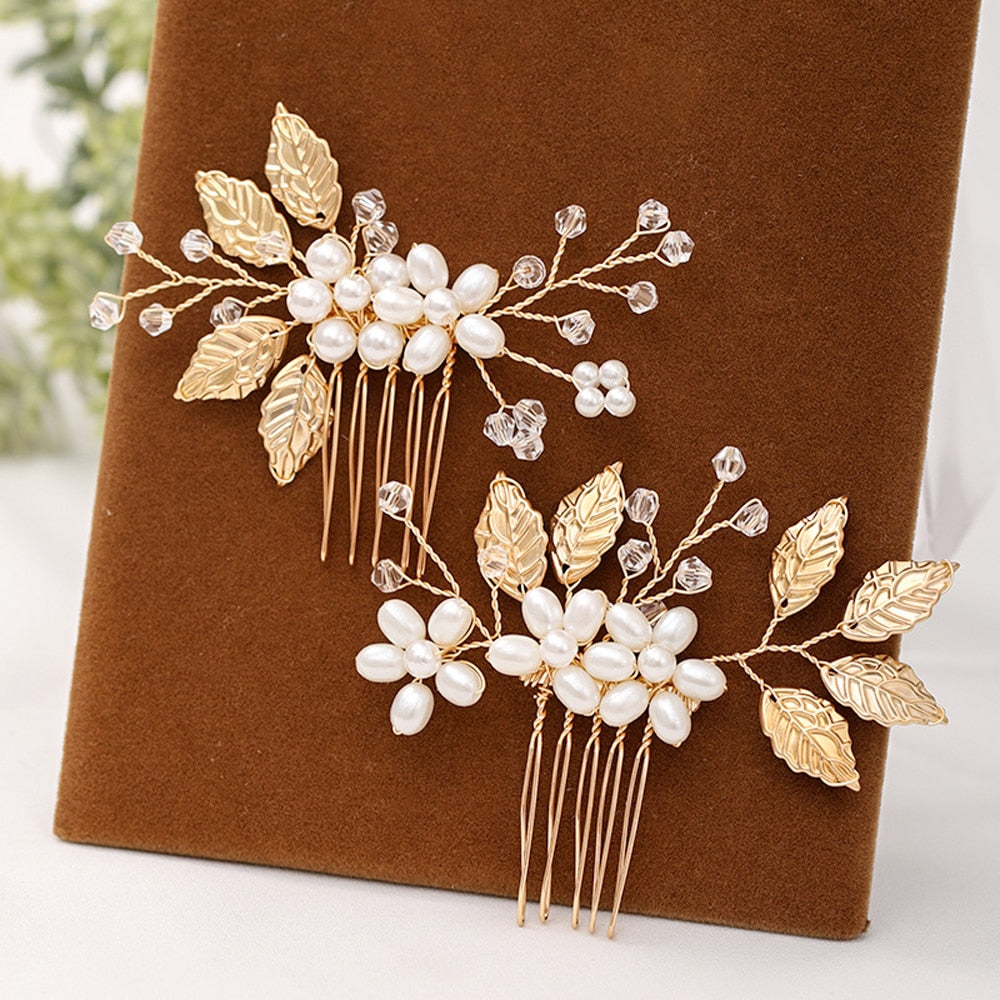 Silver Flower Hair Comb Jewellery Girls Handmade Pearl Hair Pin Hair Comb Bridal Tiaras Wedding Hair Accessory Jewellery