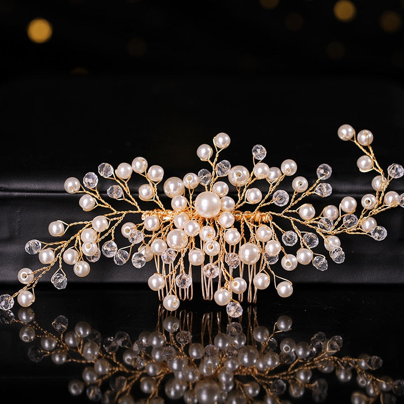 Wedding Hair Accessories Flower Hair Clips Crystal Bride Hair Pin Pearl Hair Combs Girls Jewellery