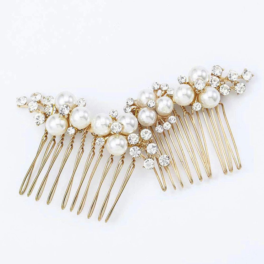 Silver Flower Hair Comb Jewellery Girls Handmade Pearl Hair Pin Hair Comb Bridal Tiaras Wedding Hair Accessory Jewellery