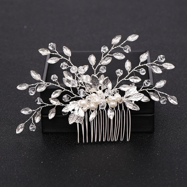 silver floral wedding hair accessory