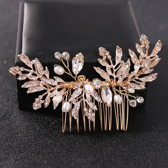 Wedding Hair Accessories Flower Hair Clips Crystal Bride Hair Pin Pearl Hair Combs Girls Jewellery