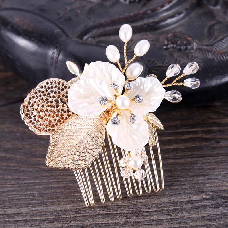 Wedding Hair Accessories Flower Hair Clips Crystal Bride Hair Pin Pearl Hair Combs Girls Jewellery