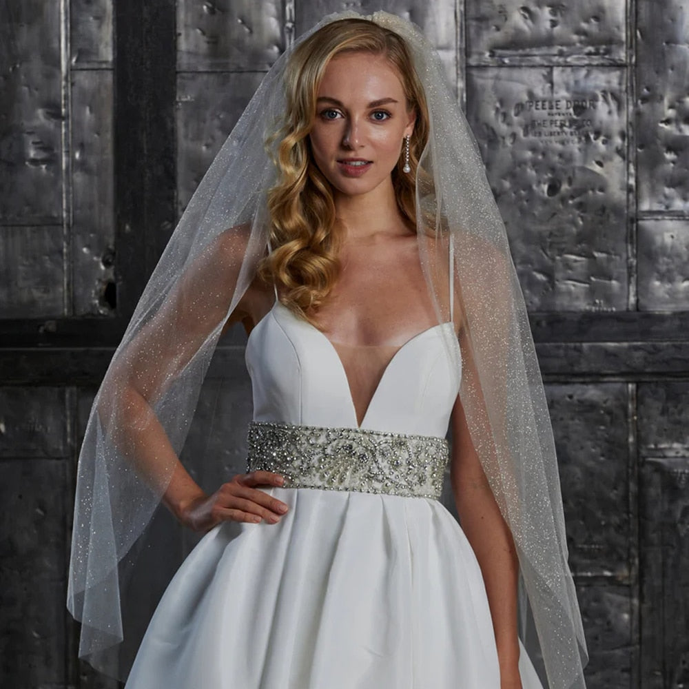 Sparkly Wedding Veil on a Bride