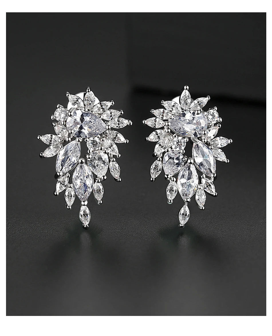 Cubic Zirconia Flower Stud Earrings