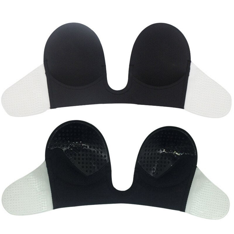 Lace Up Self Adhesive Invisible Strapless Silicone Push Up Bra