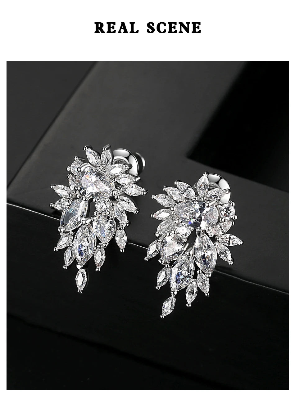 Cubic Zirconia Flower Stud Earrings