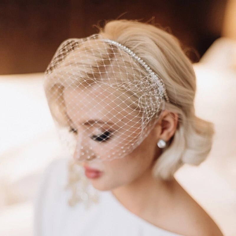 Birdcage Veil Blusher Veil White Headband Veil for Bridal Fascinators Black Face Net Mask Hair Jewellery Accessories Veils