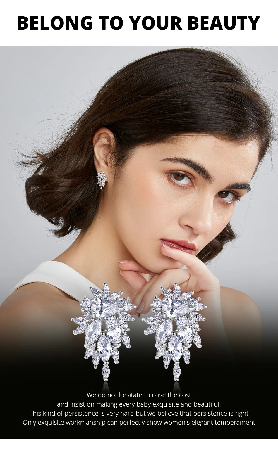 Cubic Zirconia Flower Stud Earrings