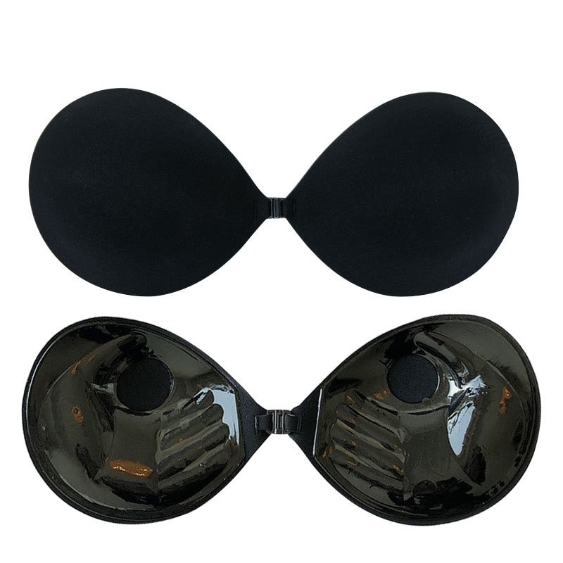 Lace Up Self Adhesive Invisible Strapless Silicone Push Up Bra