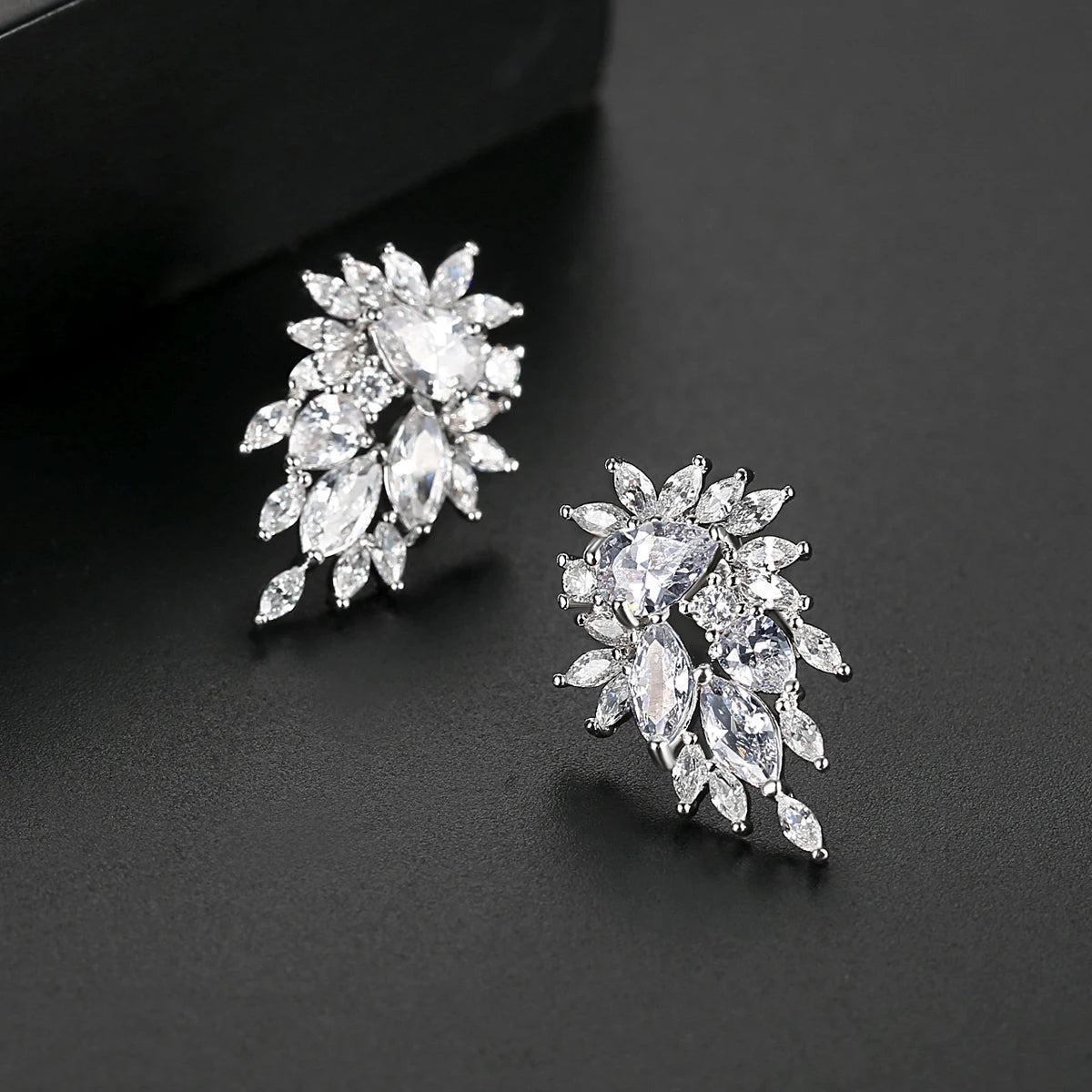 Cubic Zirconia Flower Stud Earrings